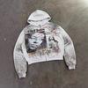 Unisex Round Neck Long Sleeve Loose Fit Hoodie Zip Up Streetwear Hip Hop Sweatshirt