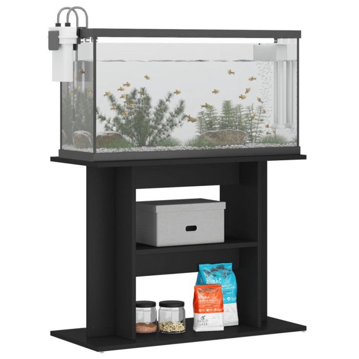 VidaXL Support pour aquarium noir 80x35x60 cm bois d'ingénierie 833576