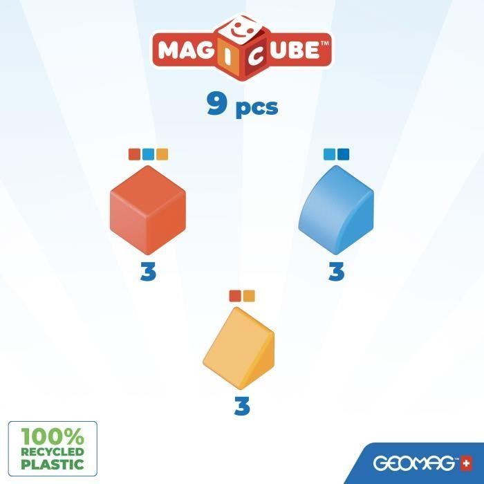 Blocs magnétiques - GEOMAG - Magicube 208 - 9 pieces - Formes variées - Animaux - Plastique recyclé