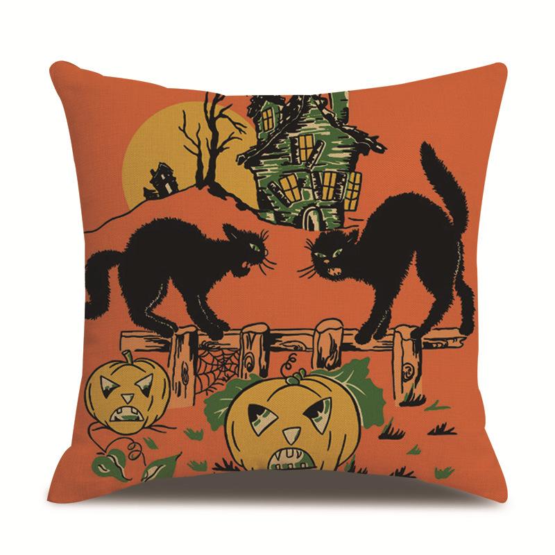 Halloween Linen Pillow Cover Printed Pillow Cover