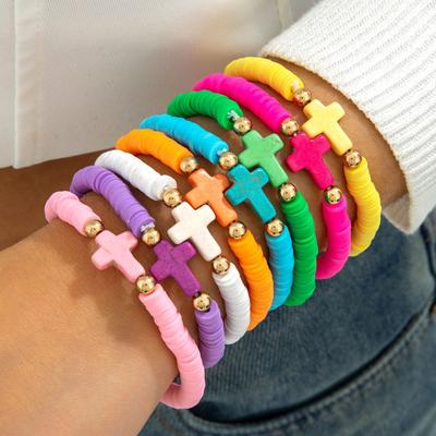 Accessories, Bohemian Color Stretch Beaded Bracelet, Macaron Soft Pottery Bracelet Set