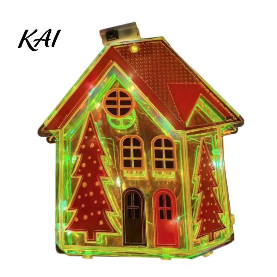 Illuminated Christmas Tree Pendants Light Up Ornament, LED Lighted Santa Bell Sock Easy Install Holiday Home Ornaments House Hanging Decoration