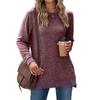 YYFS Women's Fashion Casual Spring Fall Solid Color Print Long Sleeve O-Neck Blouses & Shirts