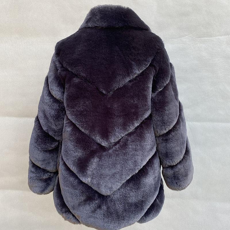 Autumn and winter new coat women's medium and long imitation rabbit warm coat