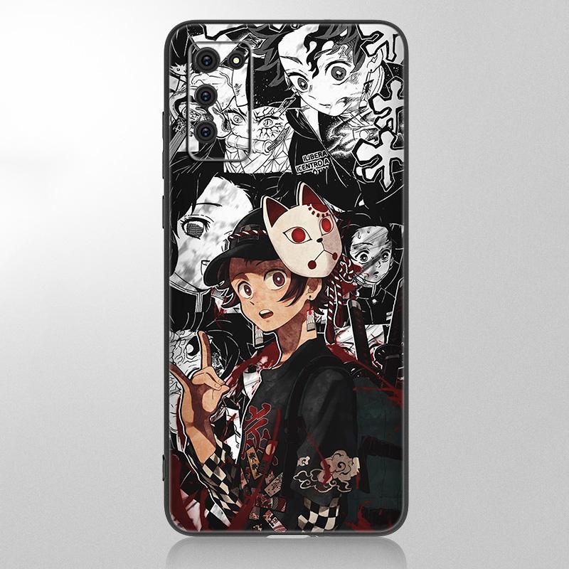 Anime Dämon Slayer Tanjiro Fall für Samsung Galaxy A12 A02S A22 A32 A52 A72 A71 A51 A41 A31 A21 A11 A50 A70 A10 A20S schwarze Abdeckung