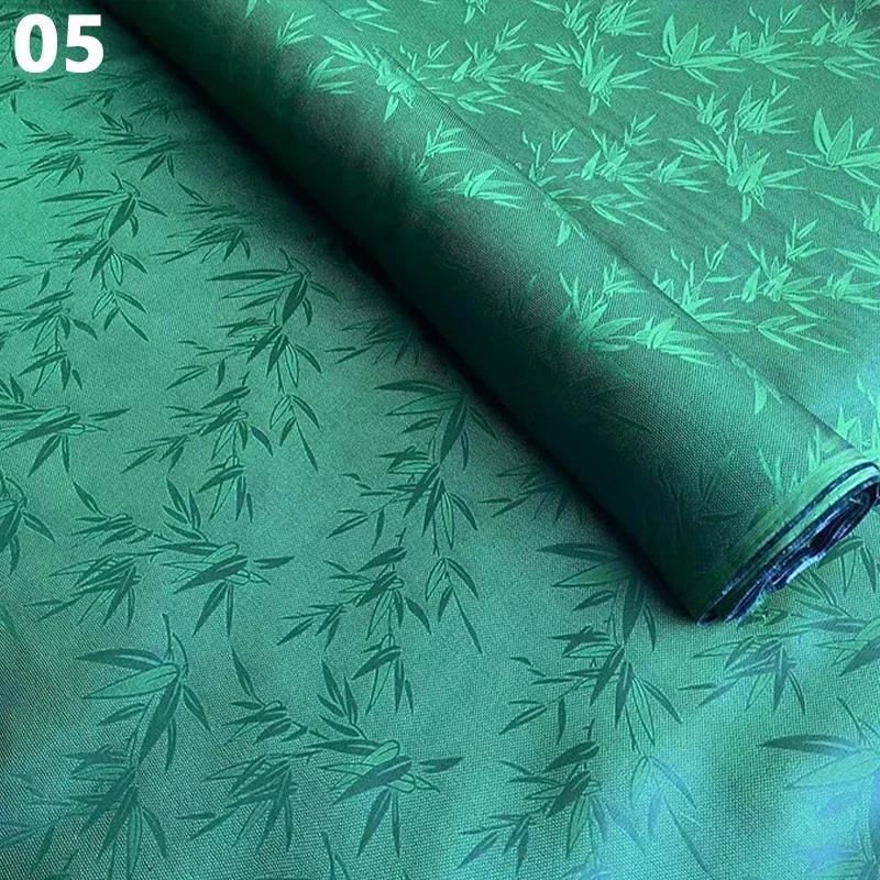 50x114cm Chinese Style Retro Luxury Mulberry Silk Fabric Bamboo Leaf Pattern FabricAncient Hanfu Costume Cheongsam Apparel