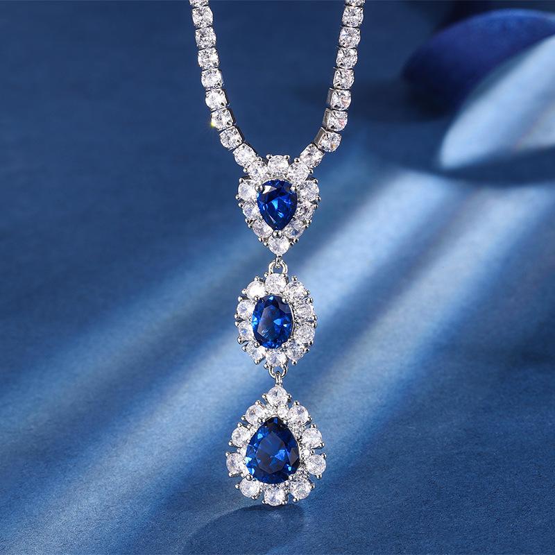 Bijuterii Placate cu Cupru Aur Real Culoare Simulație Corund de Tezaur Lanț Versatil Colier Damă Diamant Complet 8 * 10-6 * 8