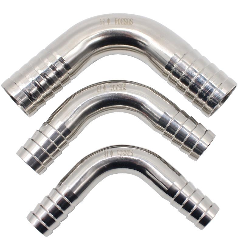 High Qulity 12.7 14 16 19 25 32 38 45 51 57 63 76 89 102mm Hose Barb Tail Elbow 304 316 Stainless Sanitary Pipe Fitting Homebrew