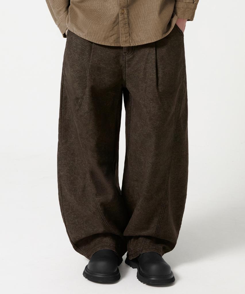 TRILLION Adjust Pigment Curved Cotton Pants_Black