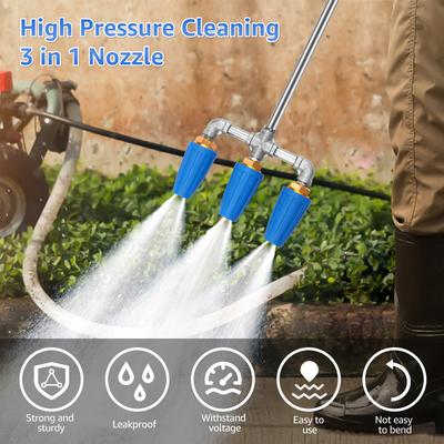 Pressure Washer Triple Turbine Nozzle 360° Rotating Turbo Nozzle Sprayer 4000 PSI With 1/4" Quick Connector Garden Tools for Car