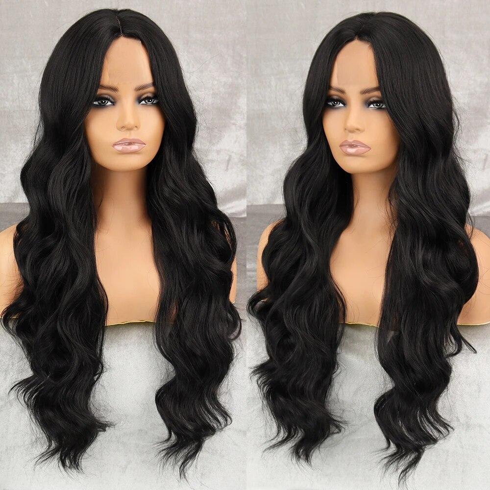 

Длинный волнистый винно-красный синтетический парик для женщин; термостойкий натуральный получастичный парик Лолиты для косплея 1B