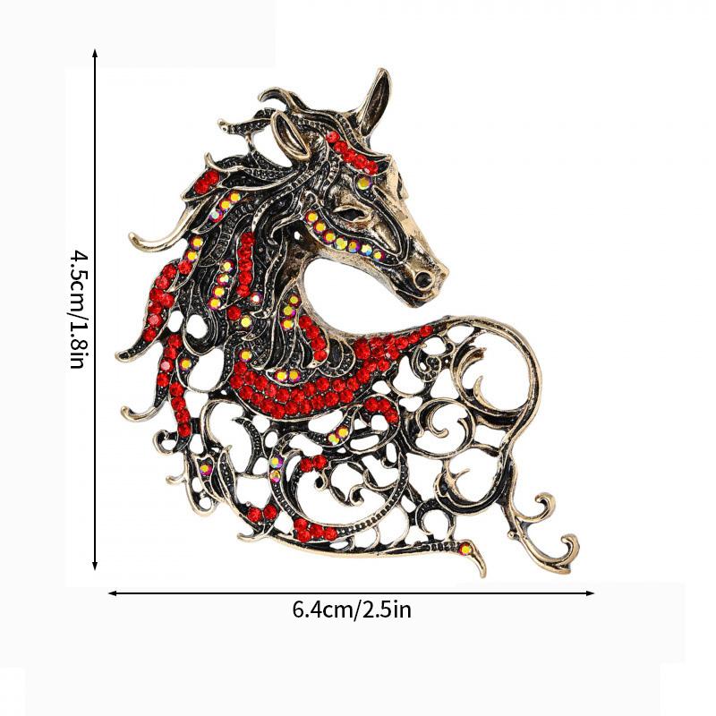Creative Rhinestone Horse Brooches Party Favors  Animal Lapel Pins Horse Head Brooches  Chinese Latest Year Couple  Present