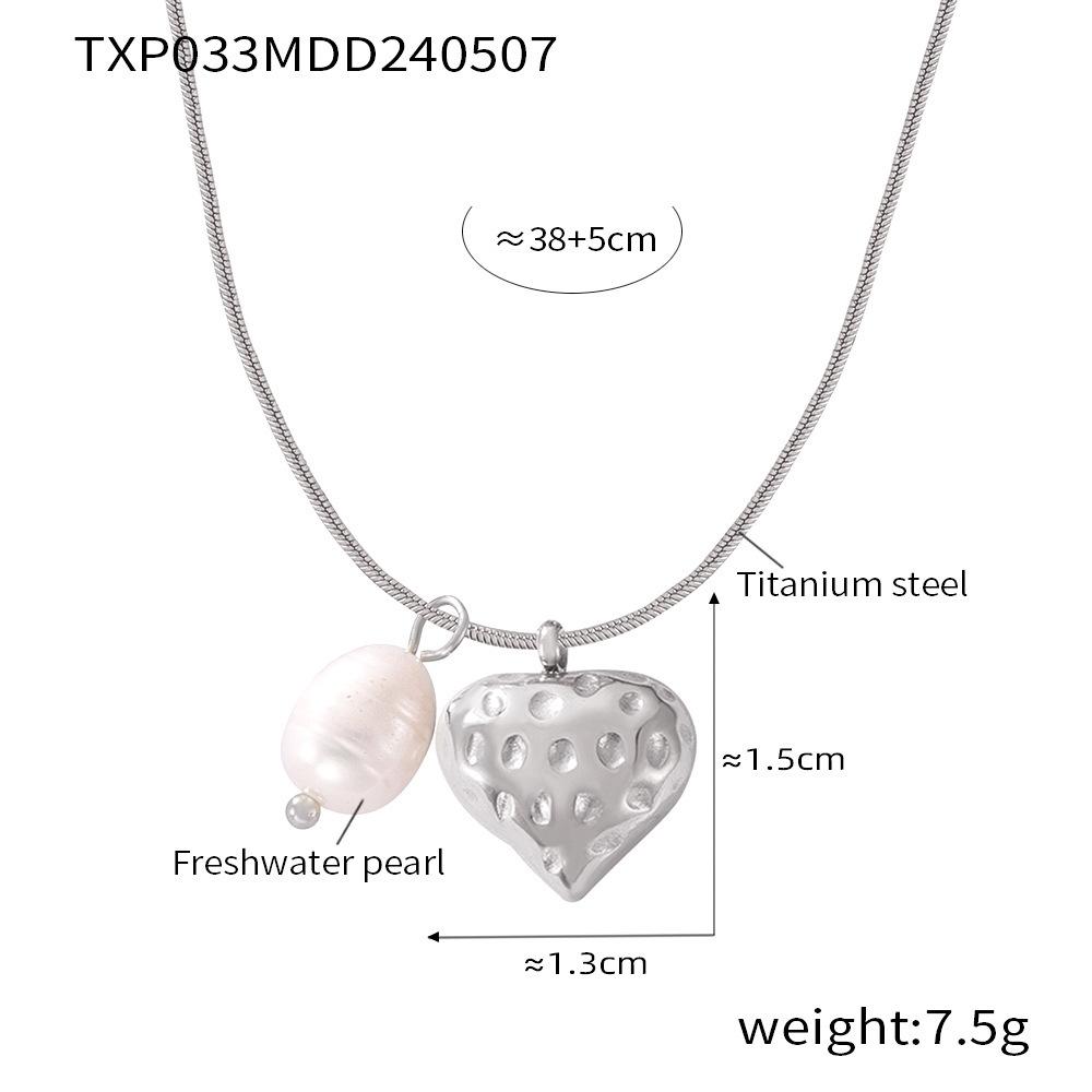 

Модний кулон із текстурою італійської любові, модні аксесуари з прісноводними перлинами, ланцюжок із ключицею з титанової сталі, набір довгих сережок