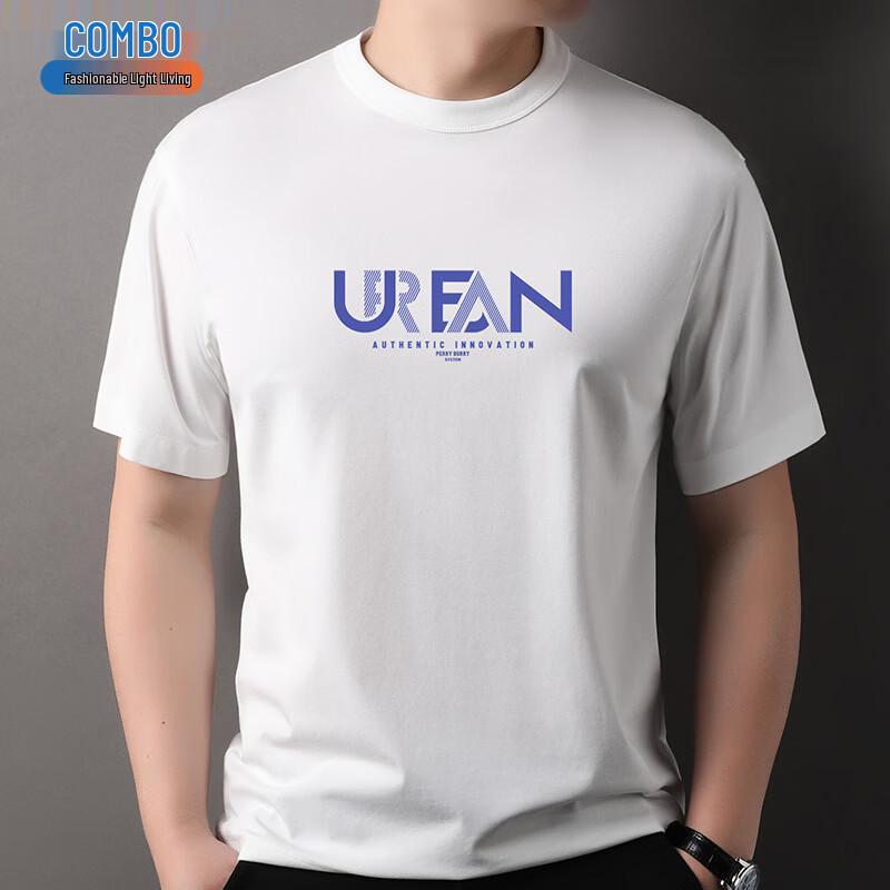 Kangbo Men s Casual Printed Cotton Blend Round Neck T-Shirt L