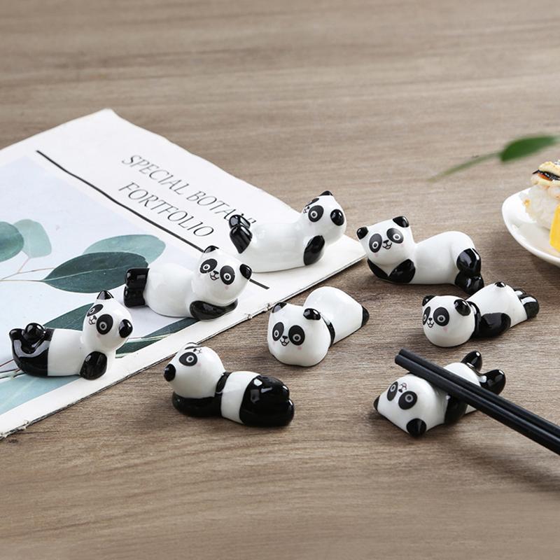 Cute Panda Ceramic Rack Chopsticks Stand Rest Knife Fork Holder Chinese Style Cutlery Chopstick Rest Kitchen Tools For Home Use