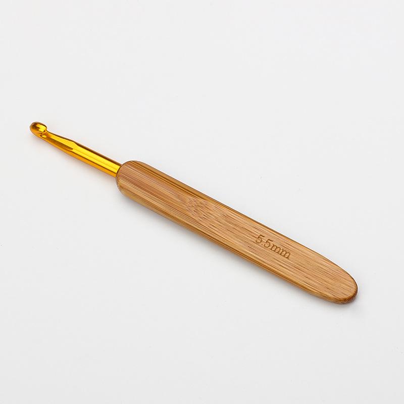 Carbonized Bamboo Handle Crochet Hook for DIY Knitting and Sweaters - Rounded Head