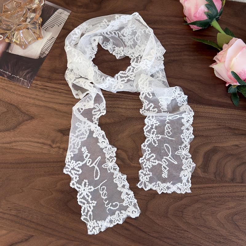 Korean High-Grade White Lace Scarf: Versatile Ribbon Tie for Elegant Style