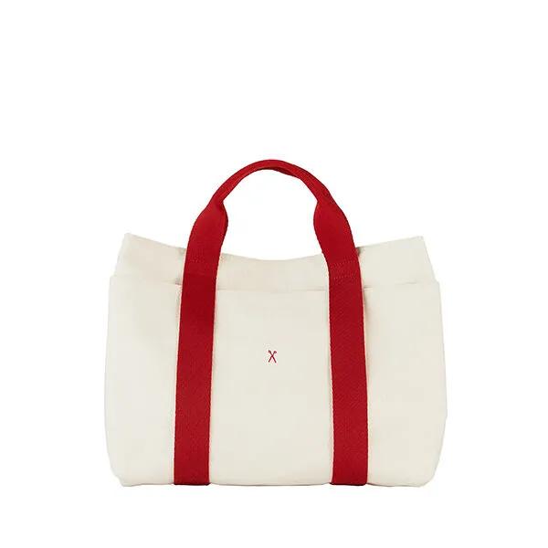 Stacey Daytrip Tote Canvas M Ivory_Red