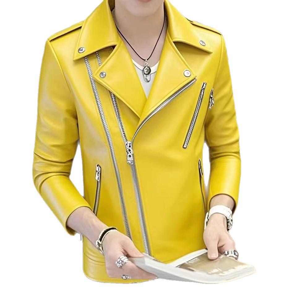Spring and Autumn Retro Brown Leather Jacket Men's American High Street Trend Premium Sense Loose Lapel Handsome Motorcycle Jacket
