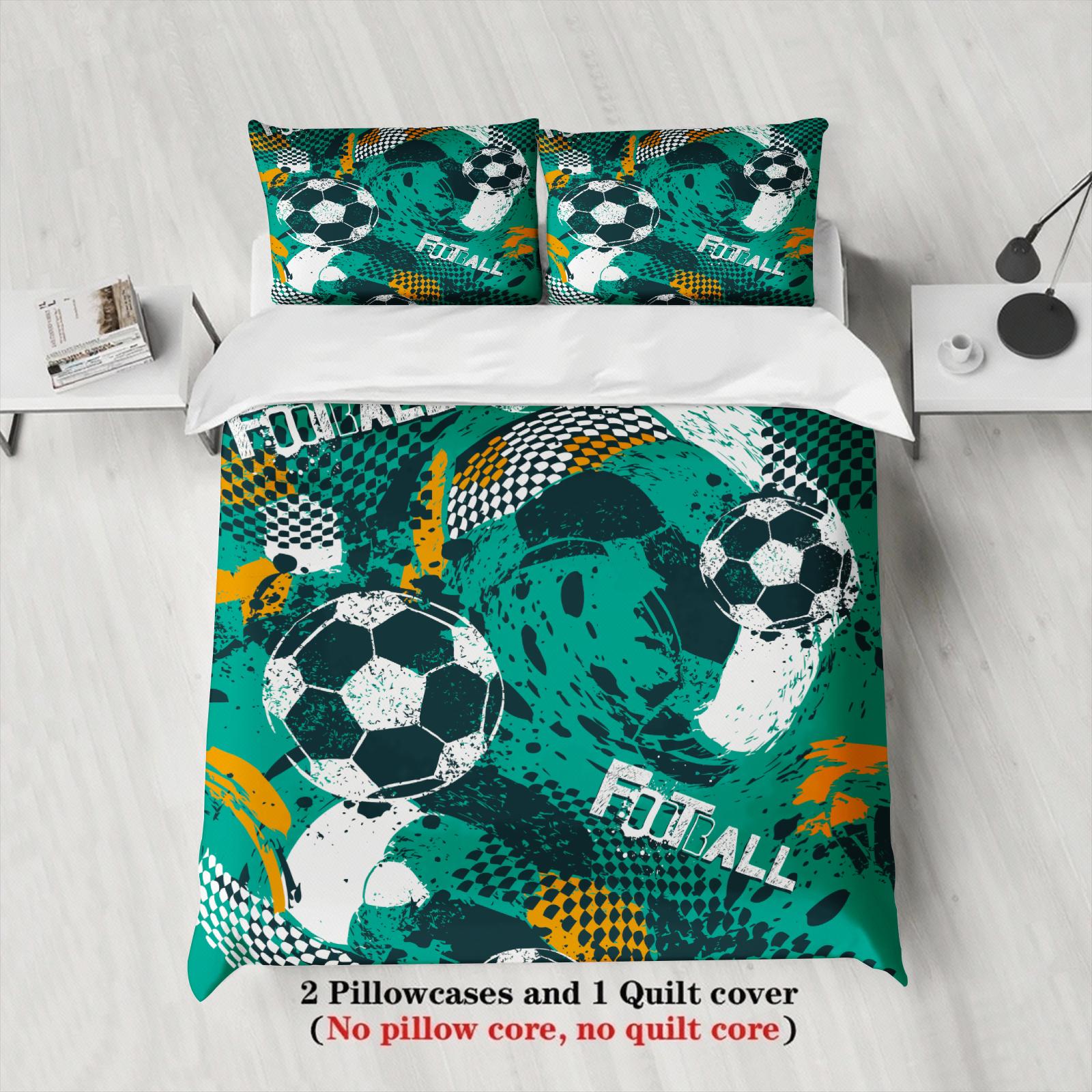 

3 шт. Комплект постельного белья Мультяшный Футбол 3D Принт Матовый Удобный Пододеяльник Королевский Размер Квин Полуторный Односпальный Размер Подарок на День Рождения Декор Комнаты EU Single 135x200cm