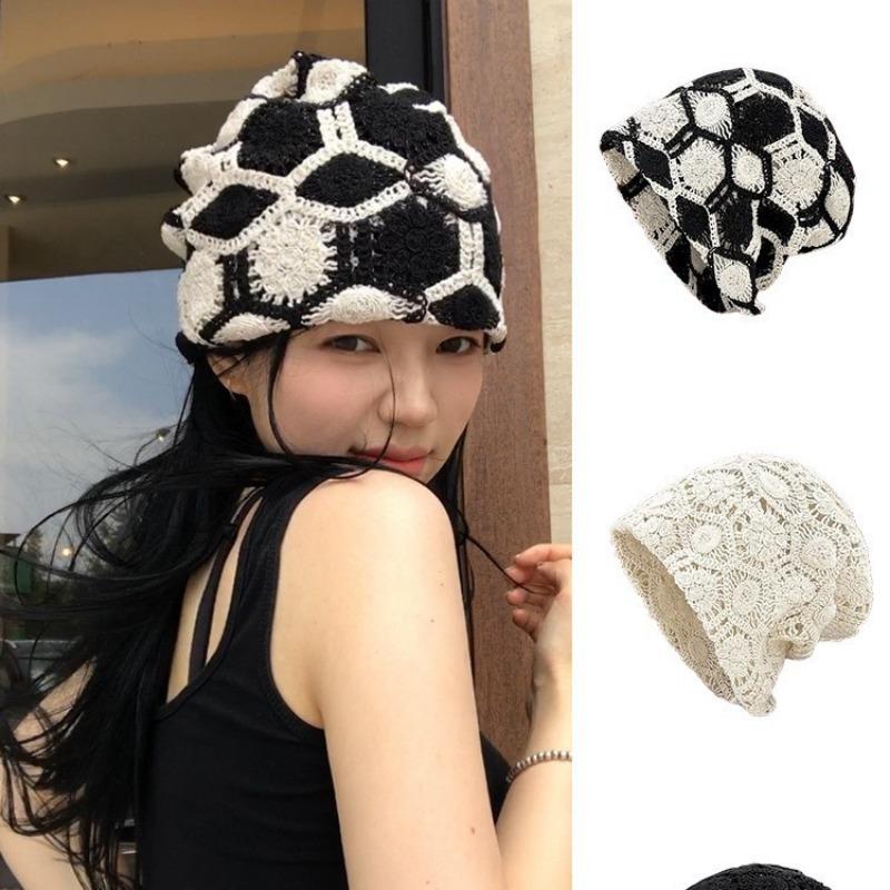 Women S Large Size Hollow Thin Beanie Hat For Spring Summer
