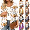 Dame Casual Let Åben Cardigan med Halloween Print 3/4 Ærme Afslappet Pasform