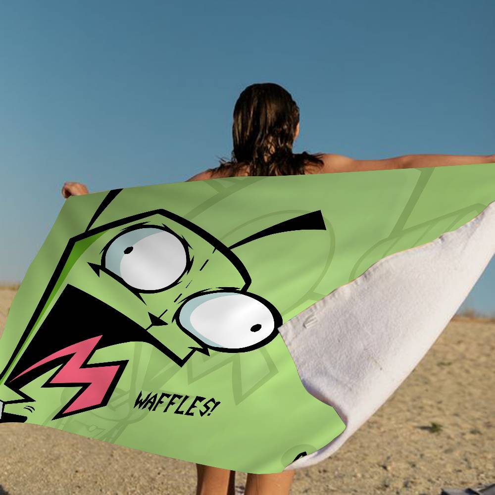 L-Invader Zim Cartoon Microfiber Beach Towel Absorbent Quick dry Soft Yoga Swimming Resort Mountain Climbing Towel