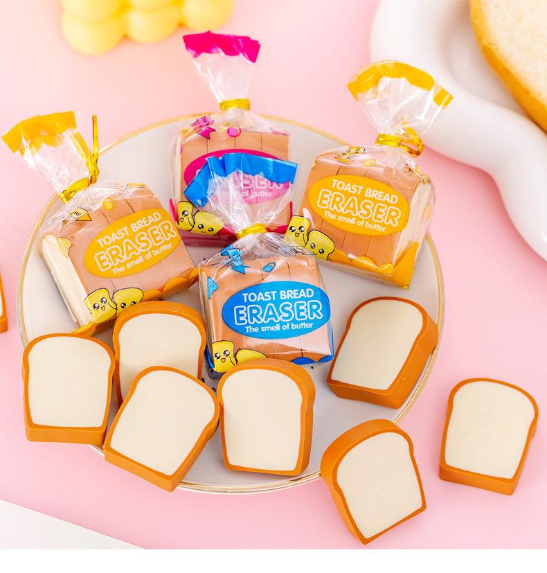 Creative Toast Bread Eraser Student Creative Stationery Children's 1st Period End Christmas Cute Gift Reward Kawaii Erasers