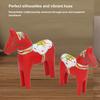 2PCS Hand Painted Dala Horse Decor Wooden Dalecarlian Horse Statue  Living Room Decor