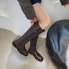 Flat Bottom Thin Tall Knight Boots Women's Shoes 2025 New Autumn and Winter Black Straight But Knee Long Boots
