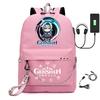 Harajuku Jugendliche Schultaschen Unisex Genshin Impact Reisetaschen USB-aufladbar Oxford Wasserdicht Notizbuch Schulterrucksäcke