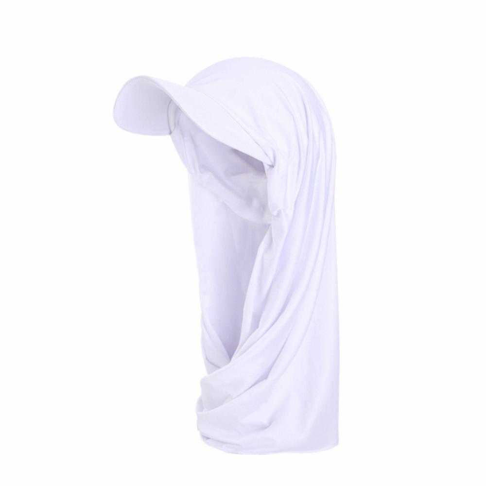 Simple Sun Visor Turban Solid Color Hijab Shawl Hat Long Brim Bandana Cap  Outdoor