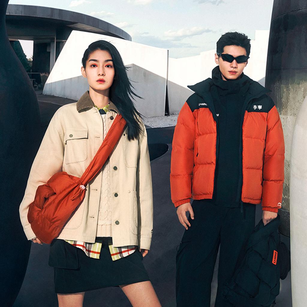 Li Ning Sports Fashion Series Retro Work Jacket With Multiple Pockets Unisex Jacket Fog-Khaki AFDUC53-1