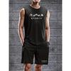 Trendy Graphic Print Polyester Men's Tank Top and Shorts Set