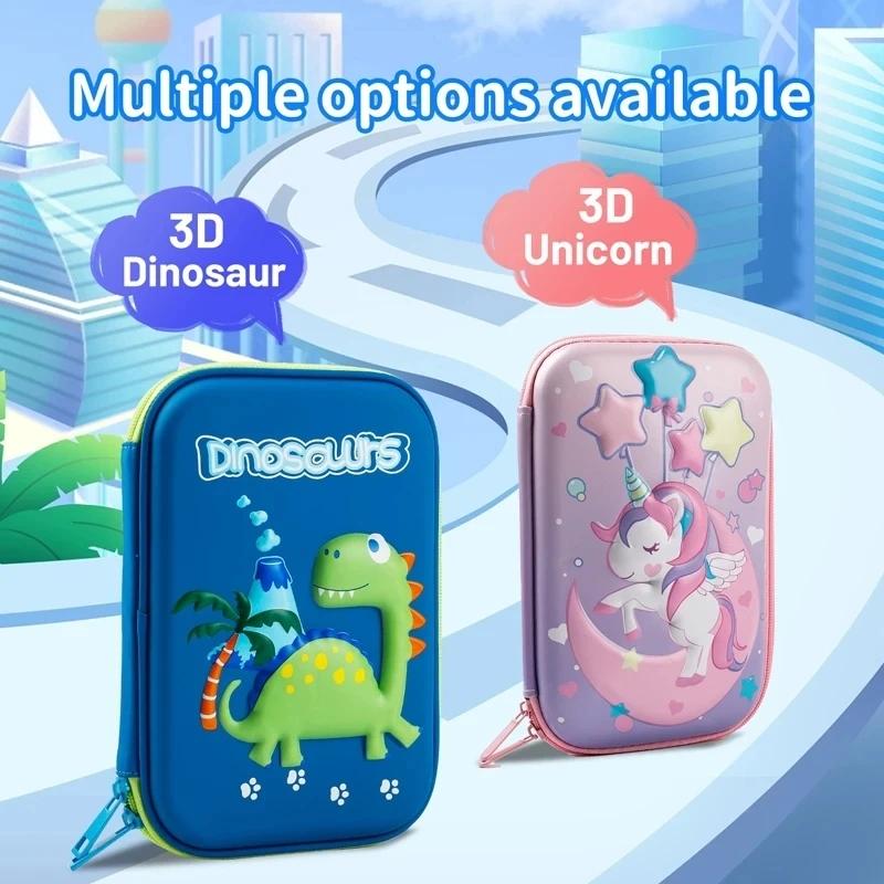 3D Kawaii Jednorożec Dinozaur Piórnik EVA Pojemny Wodoodporny Lekki Pojemnik na Ołówki dla Ucznia Artykuły Szkolne Artykuły Papiernicze Torba