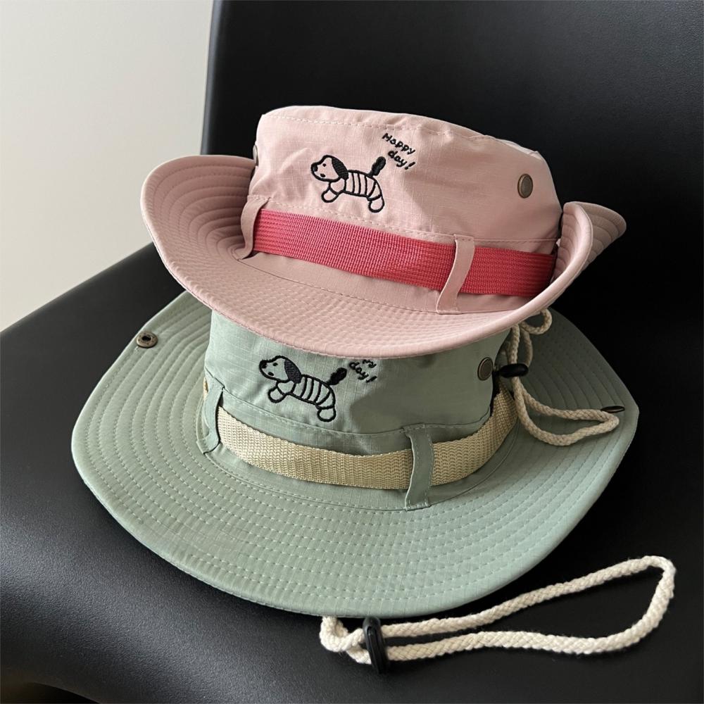 Y2K Puppy Bucket Hat Big Brim Sunscreen Fisherman Hat Retro Western Cowboy Hat  Outdoor