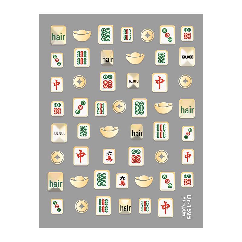 Redanco 5D Рельефные Хит Продаж Маджонг Богатство 3D Мультяшные Наклейки Для Ногтей DR1600