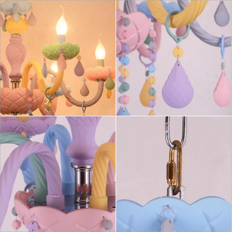 Oeny European Style Rainbow Princess 6-Head Crystal Chandelier