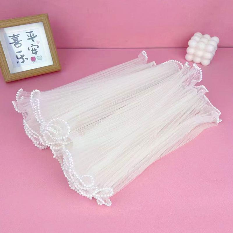 Korean Pearl Ruffle Gauze Floral Bouquet Wrapping Material - Pleated Mesh Wave Gauze