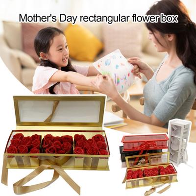 Boîte Cadeau Rectangulaire en Forme de Lettre Maman Vide Fleur Fenêtre en Carton Transparent Fraise