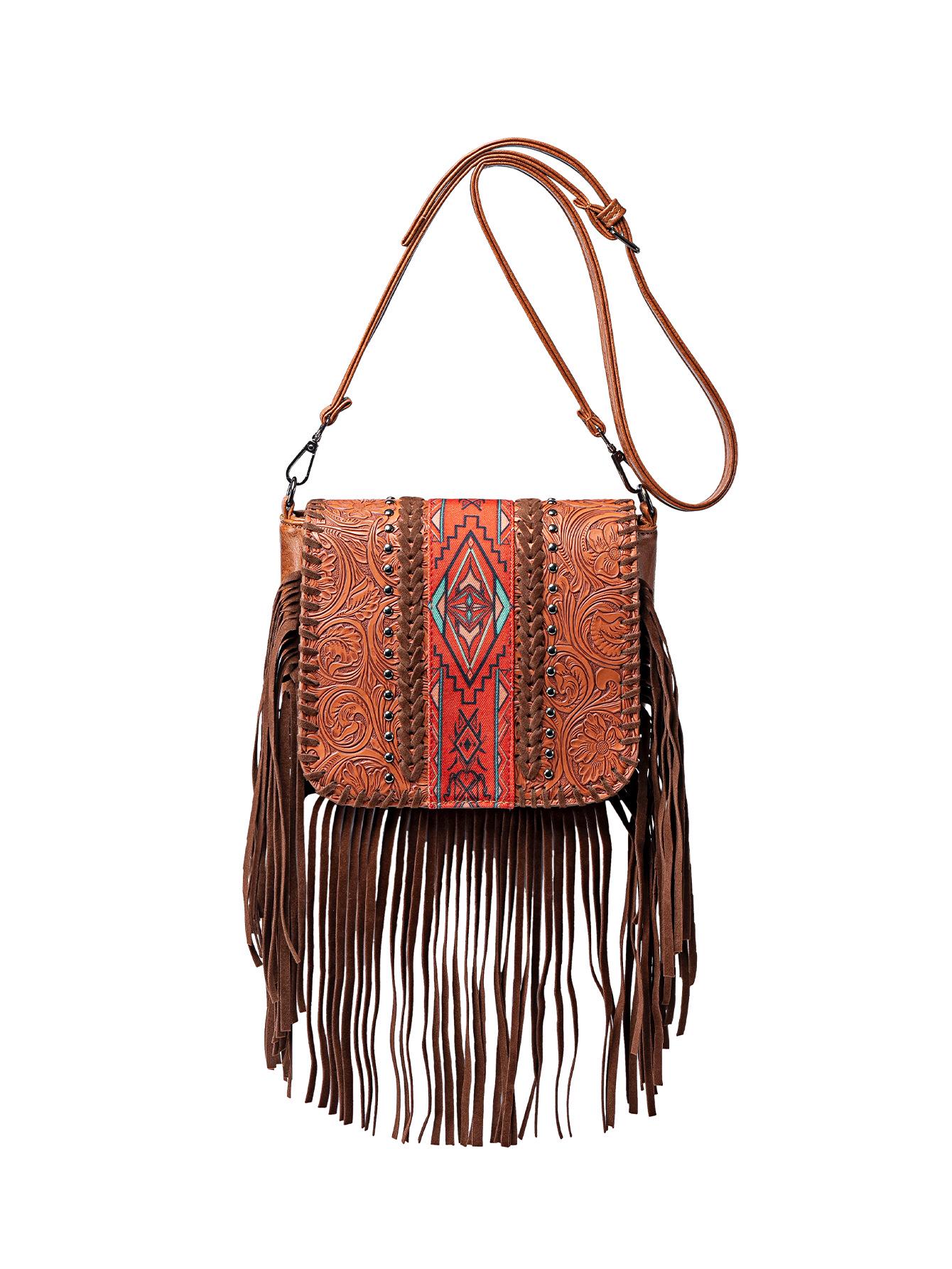 

Women s 2025 Bohemian Tassel Woven Crossbody Bag for Autumn/Winter світло-коричневого кольору