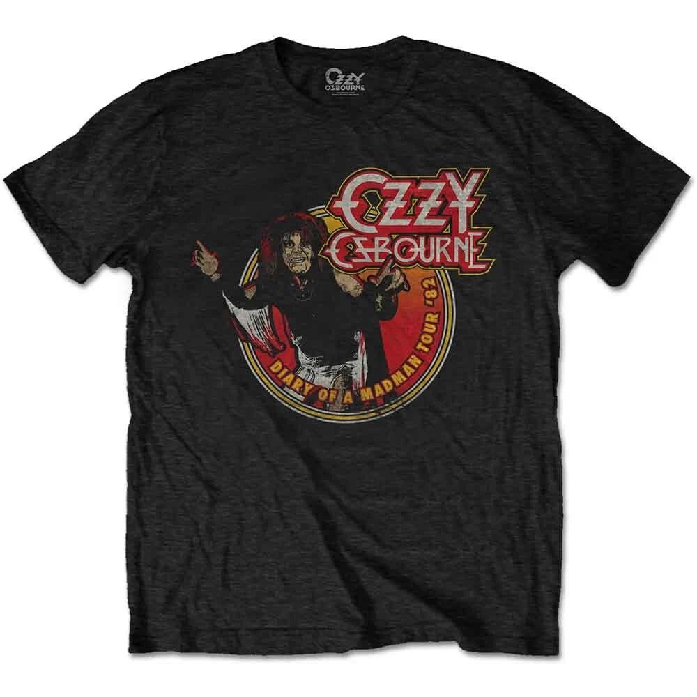 Ozzy Osbourne Diary of a Mad Man Tour 1982 T-Shirt Black New XXL