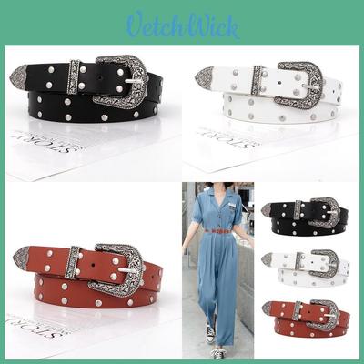 Trendy Vintage Women's Belt Stylish Punk Alloy Buckle Versatile Pu Leather Fashionable Accessory