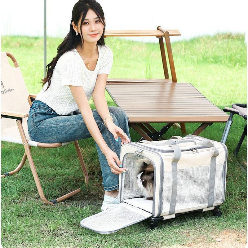 Large-capacity Pet Trolley Case Cat Bag Carriers Breathable Pet Bag Pet Carriers for Cat Easy Interaction Oxford Cat Bags