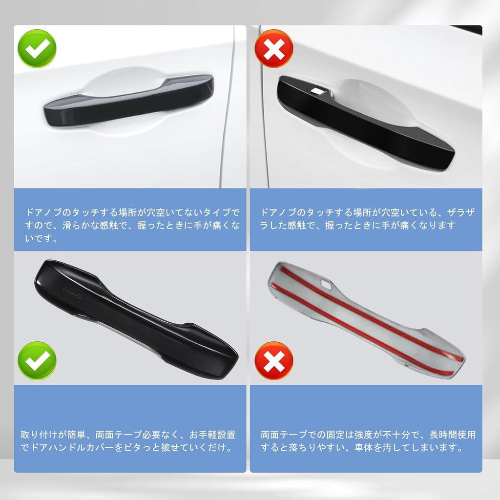 HIMARKLIF Exterior Door Handle No Tape Piano Black Mirror Finish with Smart Full Compatible with Honda Civic and New and Set Covers, Required, Holes,