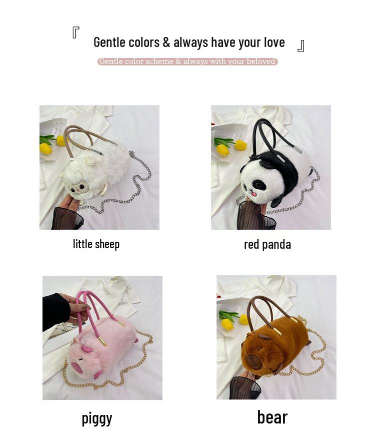 Plush Capybara Panda Crossbody Shoulder Bag - Cute Fashion Handbag Doll for Girls