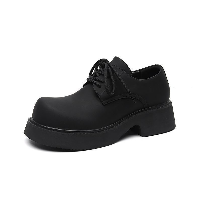Big head leather shoes heightened derby shoes new retro high street handsome platform ins leather shoes