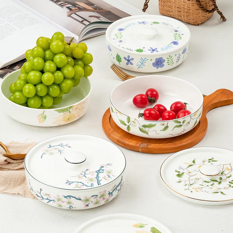 7-inch Tangshan Bone China Deep Serving Bowl with Lid