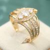 Vintage Elegant Princess Cut Cubic Zirconia Women's Rings Anniversary Party Vacation Jewelry Fashion Shining Gold Color Rings