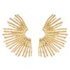 Exaggerated Metal Sunflower Stud Earrings for Women Vintage Gold Color Flower Geometric Statement Earrings Zircon Accessories
